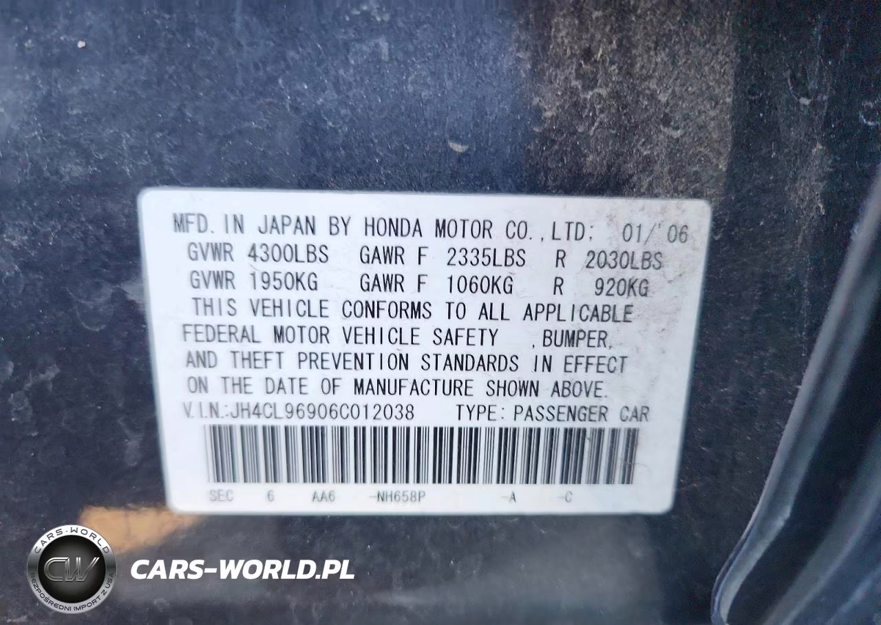 2006 Acura Tsx VIN:JH4CL96906C012038 - 12