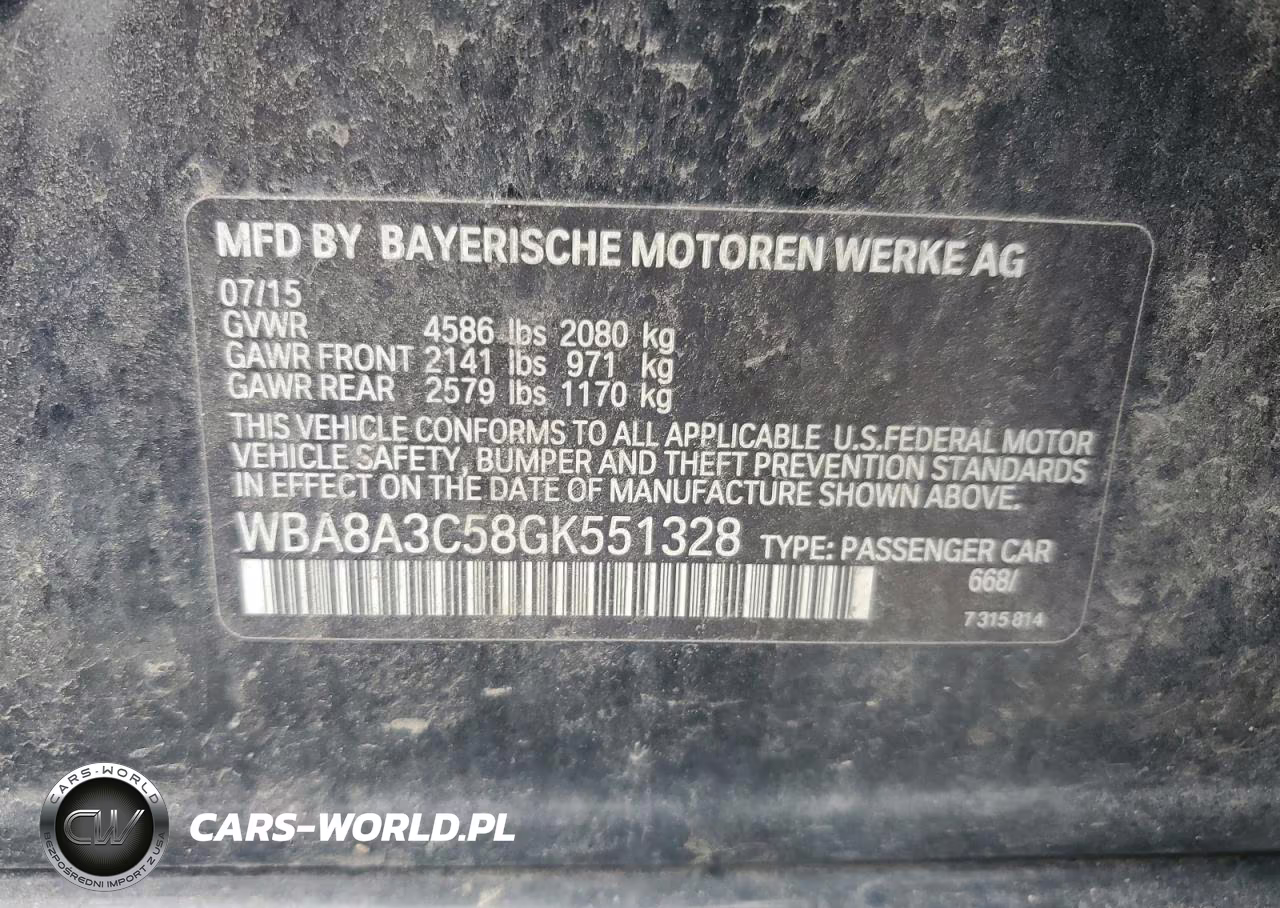 2016 BMW 320 I VIN:WBA8A3C58GK551328 - 12