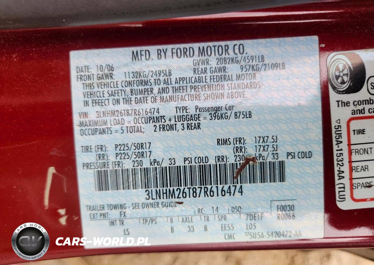 2007 Lincoln Mkz VIN:3LNHM26T87R616474 - 13