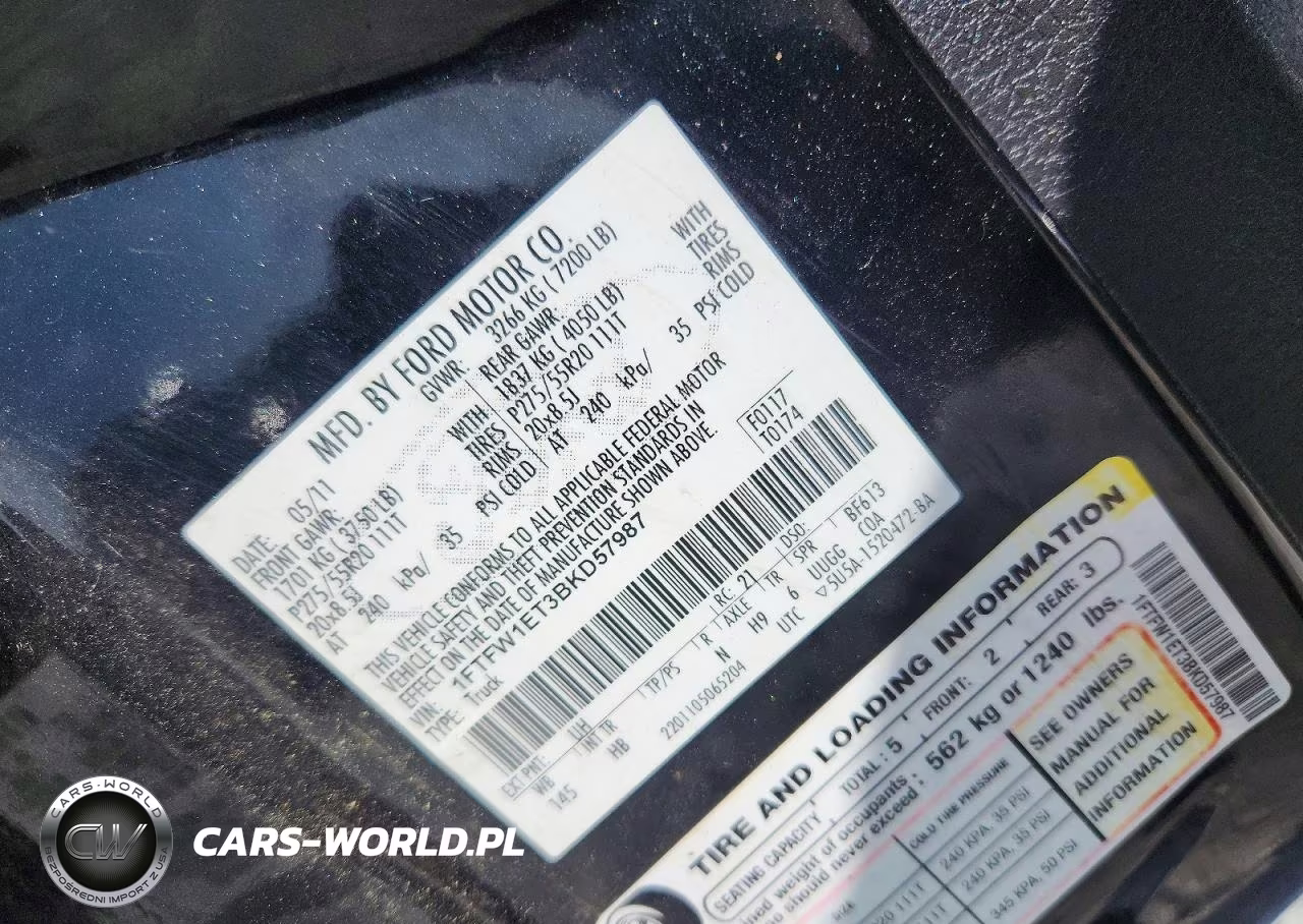 2011 Ford F150 Supercrew VIN:1FTFW1ET3BKD57987 - 12