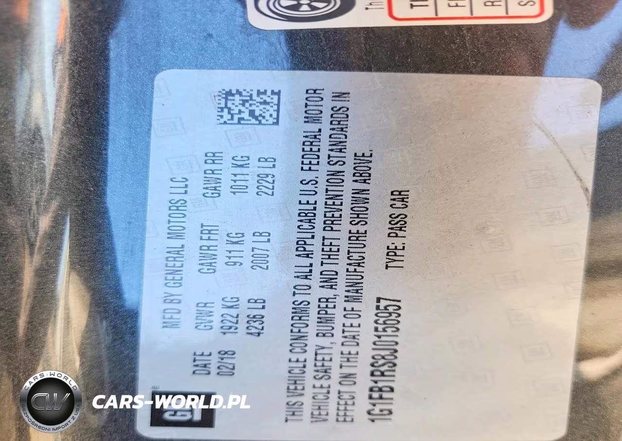 2018 Chevrolet Camaro Lt VIN:1G1FB1RS8J0156957 - 12
