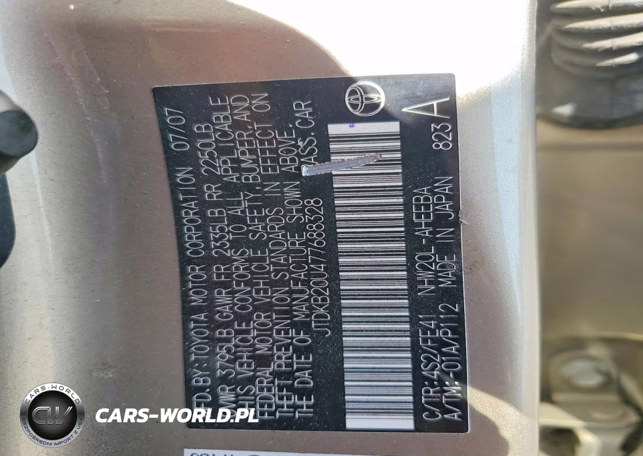 2007 Toyota Prius Base VIN:JTDKB20U477688328 - 13