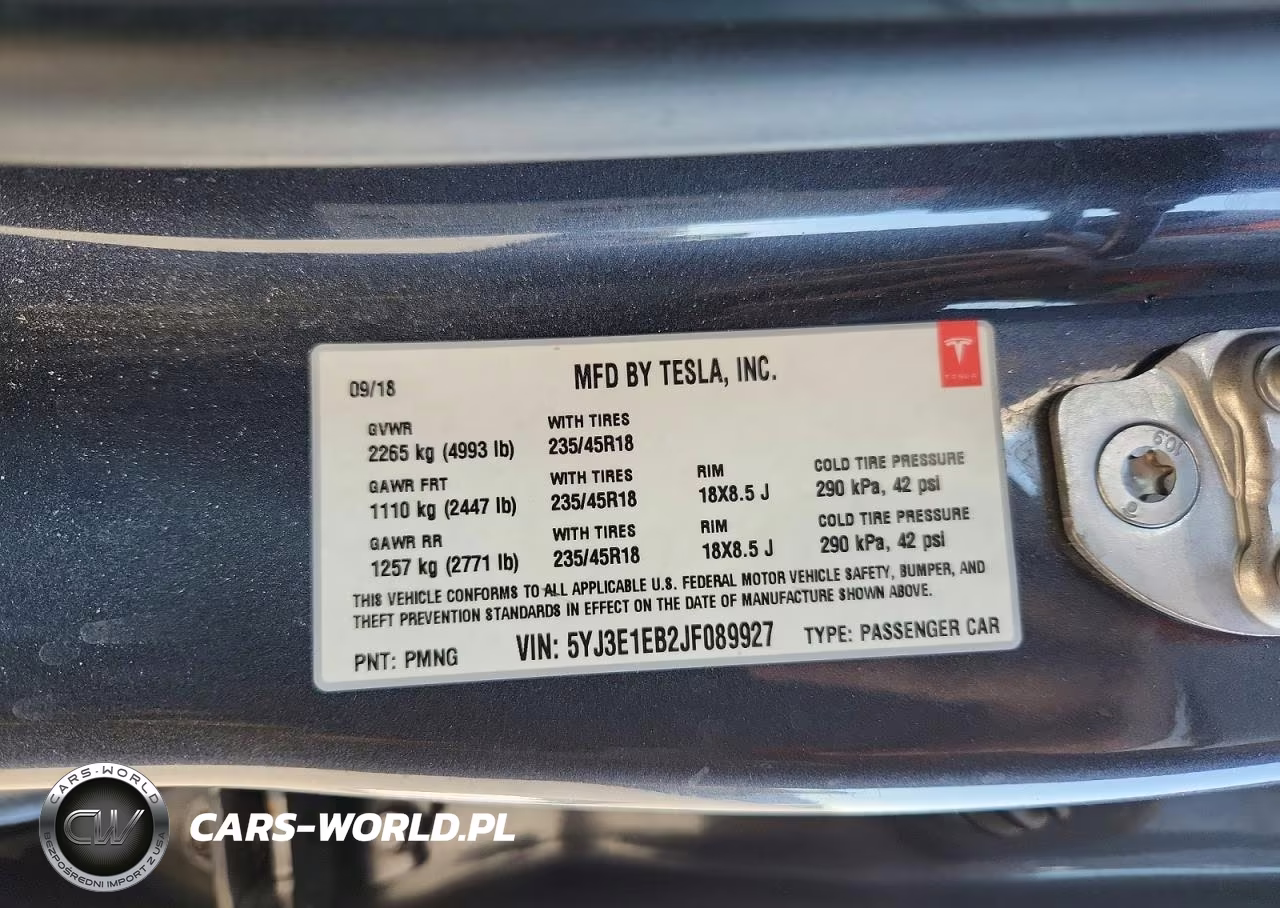 2018 Tesla Model 3 VIN:5YJ3E1EB2JF089927 - 12