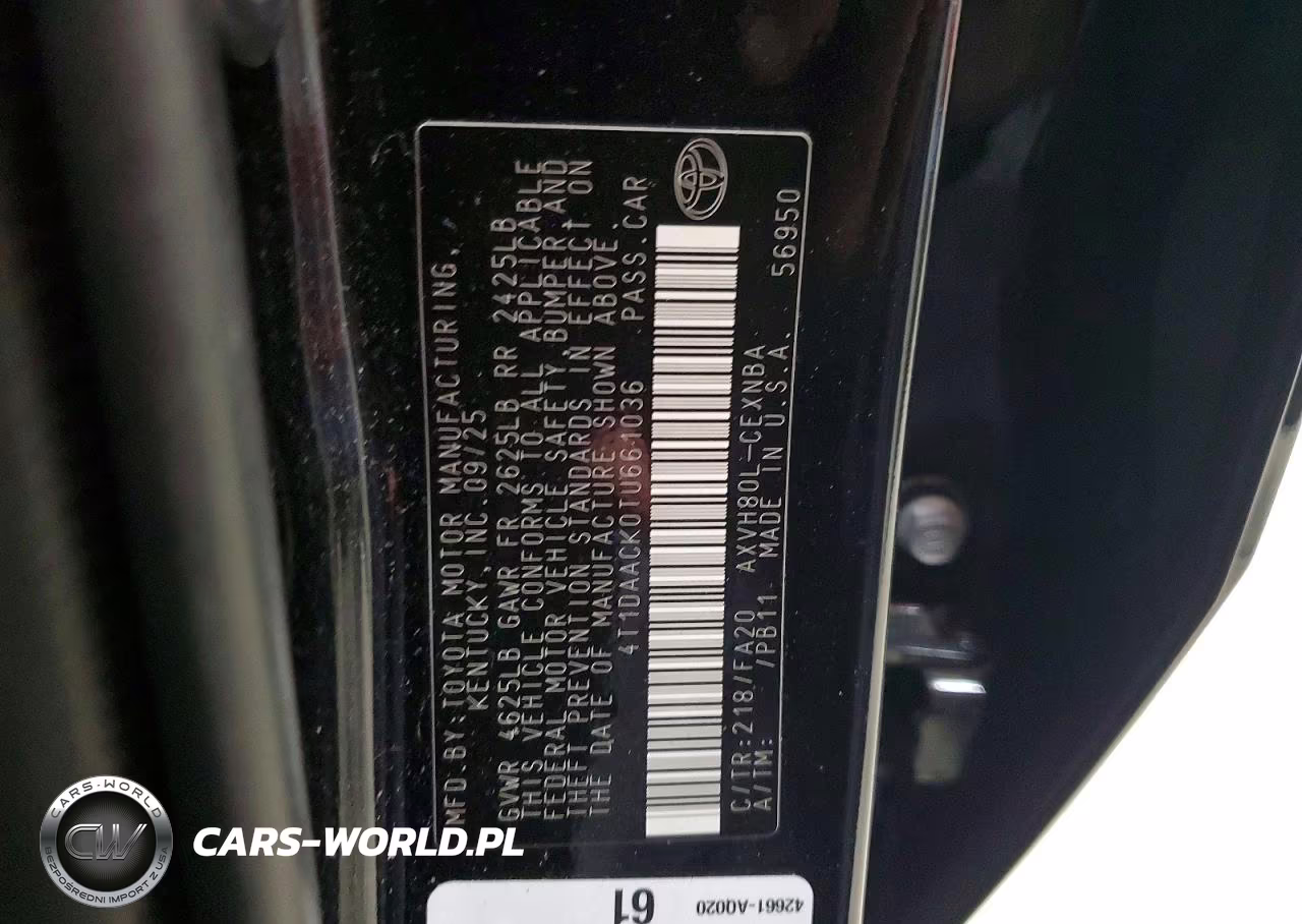 2026 Toyota Camry Le VIN:4T1DAACK0TU661036 - 12