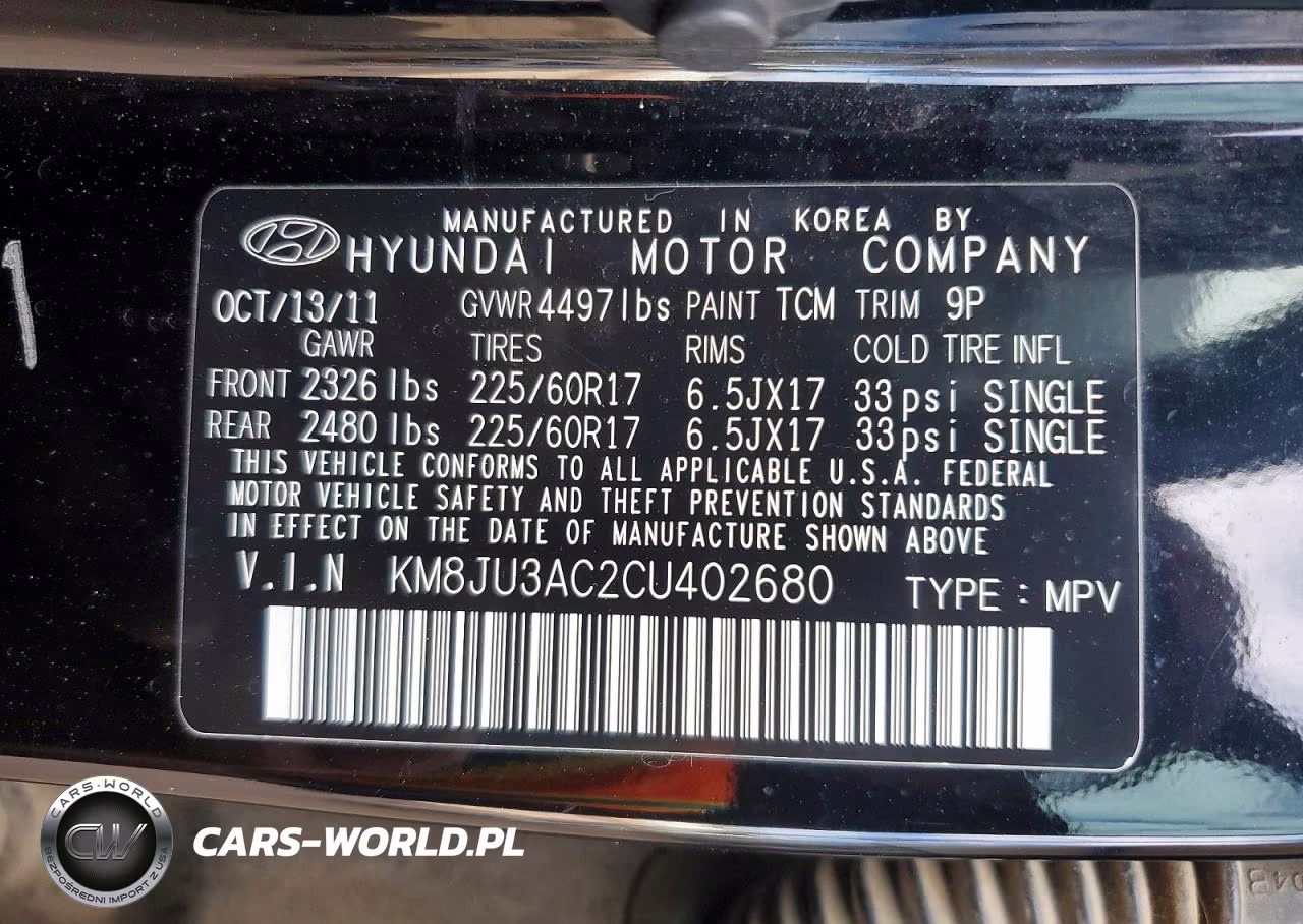 2012 Hyundai Tucson Gls VIN:KM8JU3AC2CU402680 - 13