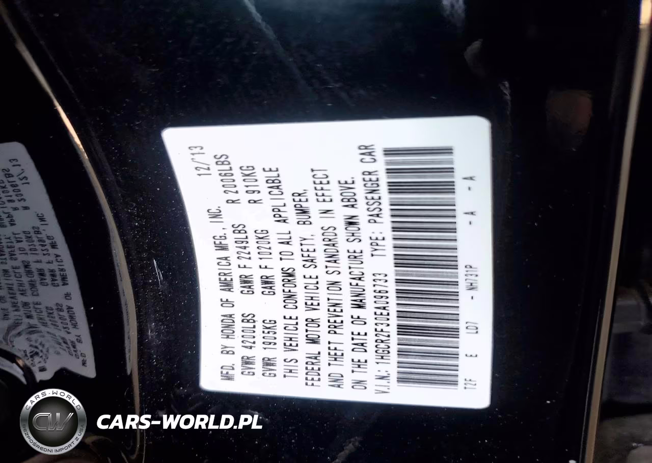 2014 Honda Accord Lx VIN:1HGCR2F30EA096733 - 12