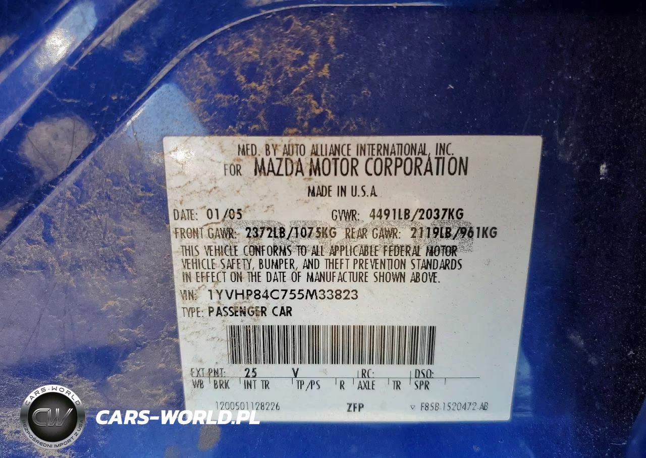 2005 Mazda 6 I VIN:1YVHP84C755M33823 - 12