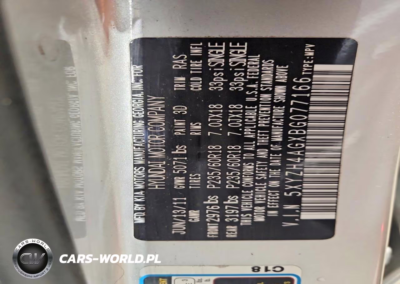 2011 Hyundai Santa Fe Se VIN:5XYZH4AGXBG077166 - 12