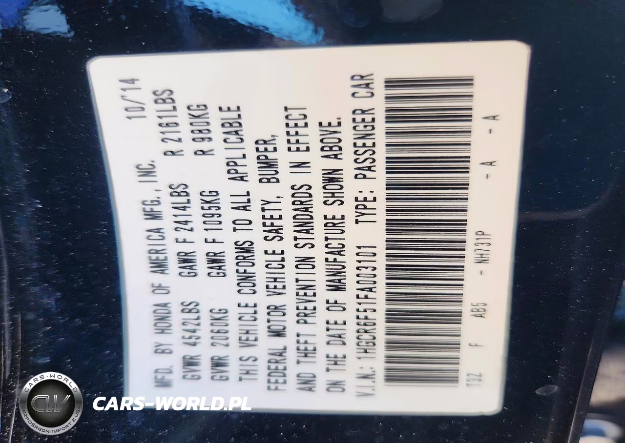 2015 Honda Accord Hybrid Exl VIN:1HGCR6F51FA003101 - 12
