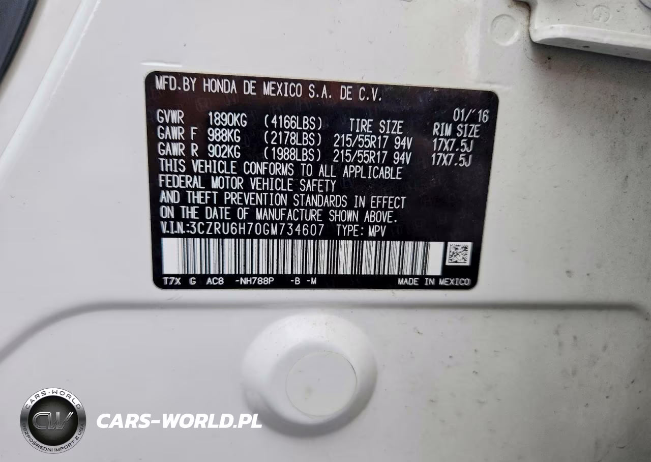 2016 Honda Hr-V Exl VIN:3CZRU6H70GM734607 - 13