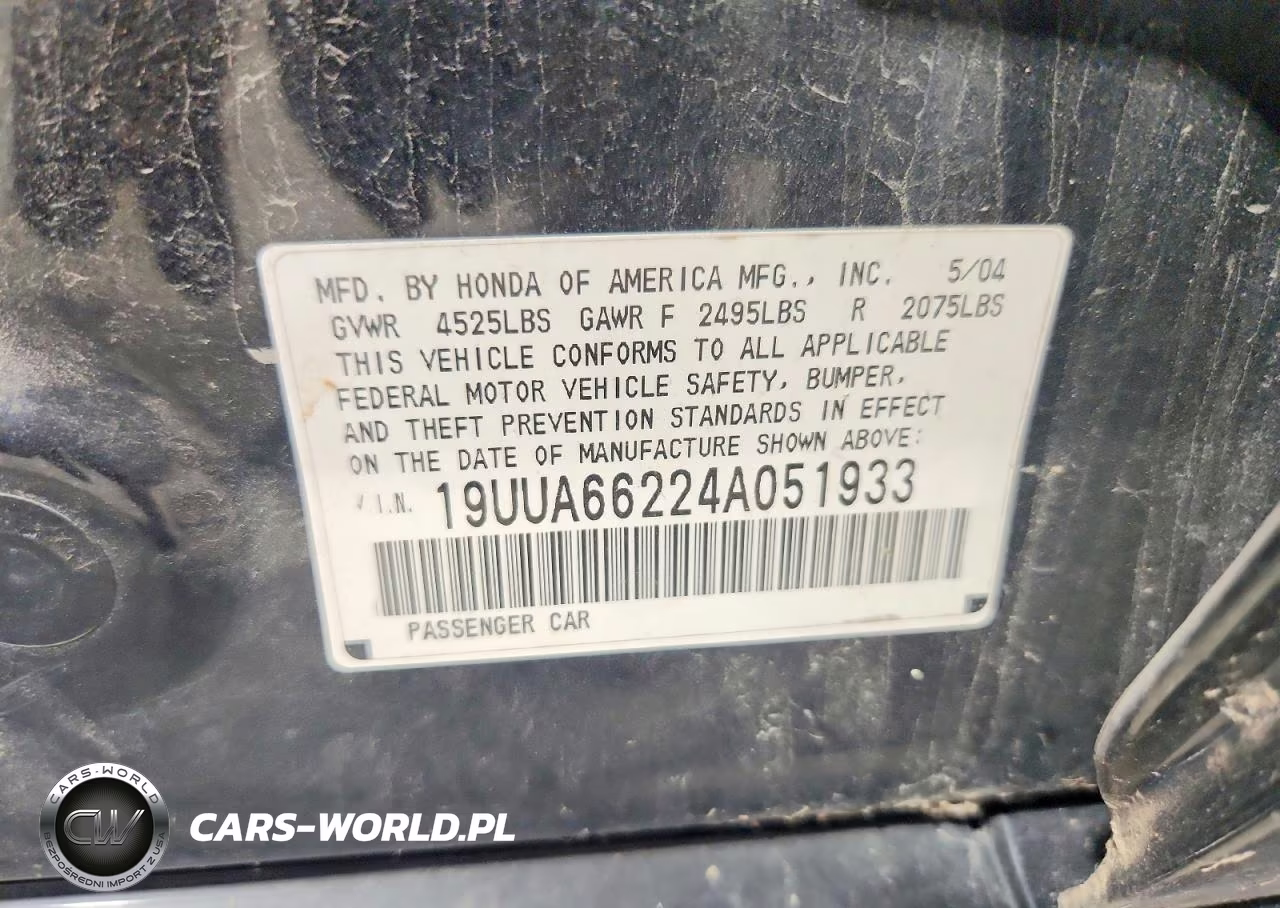 2004 Acura Tl VIN:19UUA66224A051933 - 12