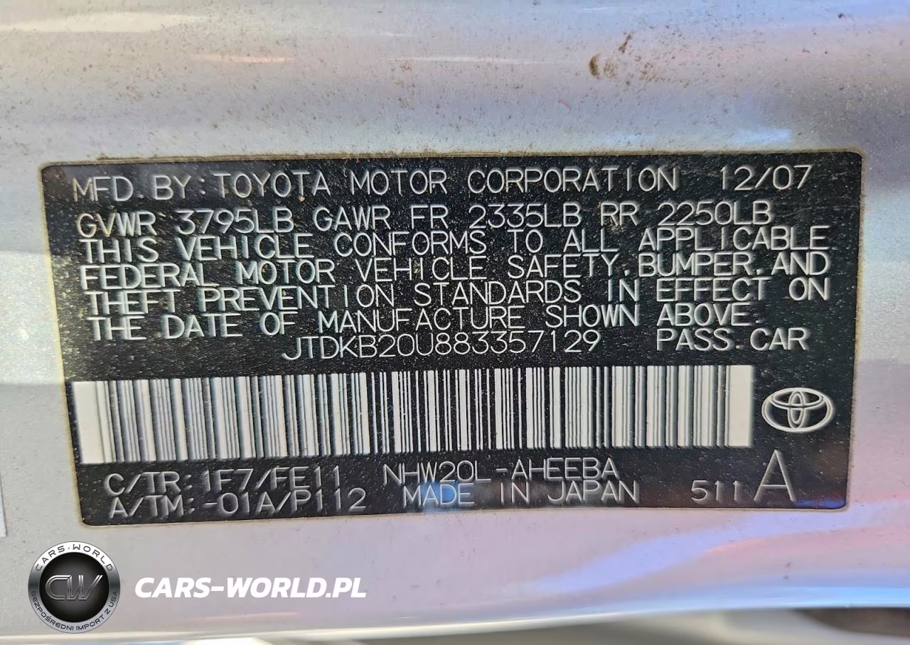 2008 Toyota Prius Base VIN:JTDKB20U883357129 - 12