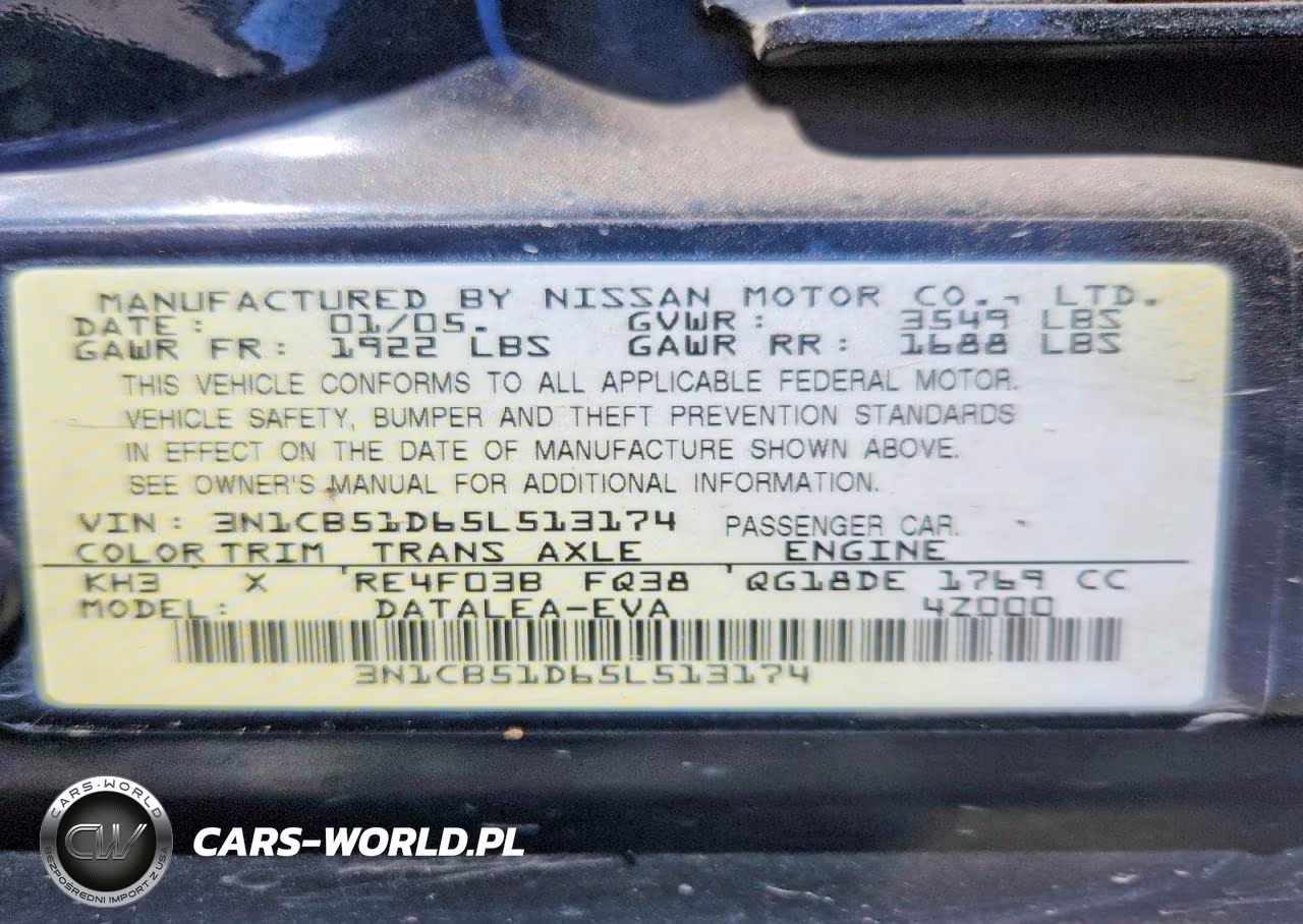 2005 Nissan Sentra 1.8 VIN:3N1CB51D65L513174 - 13