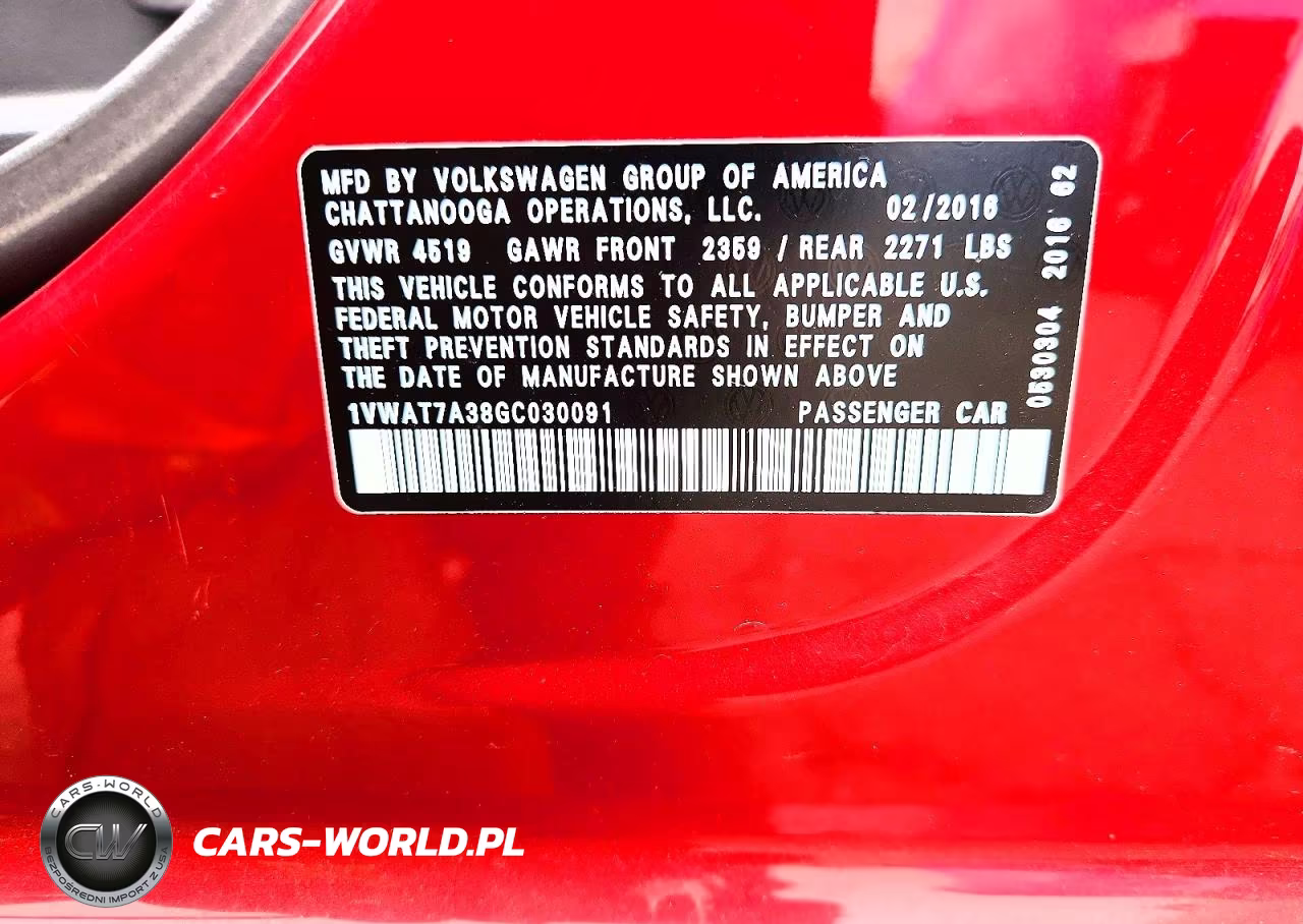 2016 Volkswagen Passat S VIN:1VWAT7A38GC030091 - 12