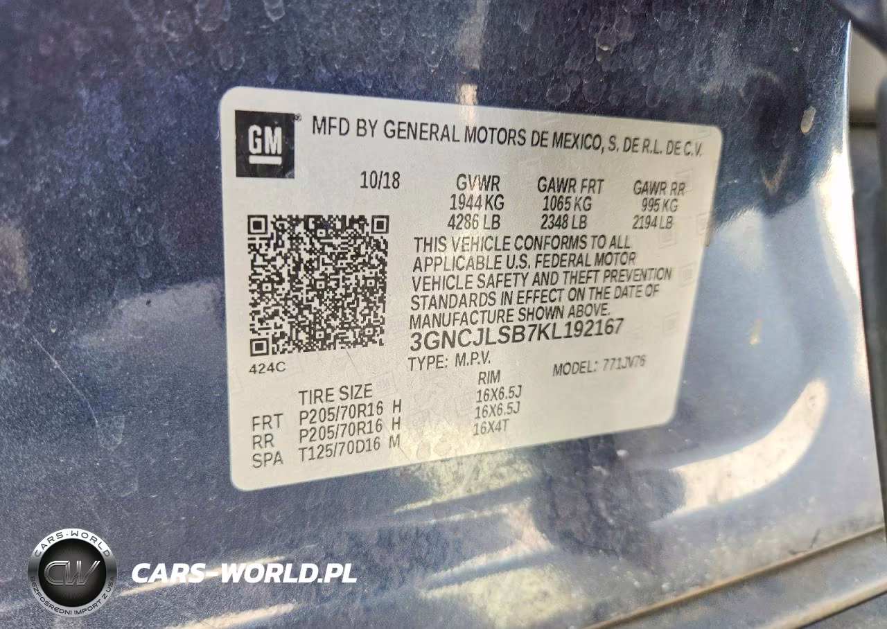 2019 Chevrolet Trax 1Lt VIN:3GNCJLSB7KL192167 - 13