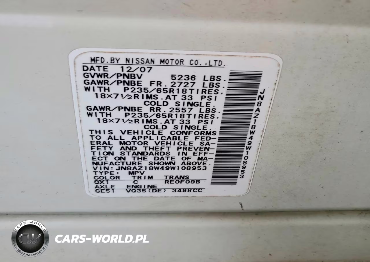 2009 Nissan Murano S VIN:JN8AZ18W49W108953 - 12