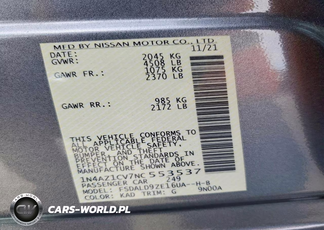 2022 Nissan Leaf Sv VIN:1N4AZ1CV7NC553537 - 12