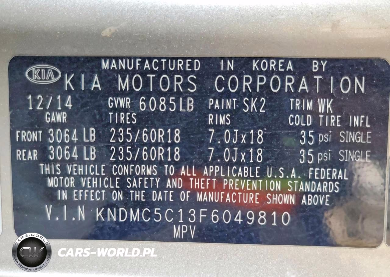 2015 Kia Sedona Ex VIN:KNDMC5C13F6049810 - 13