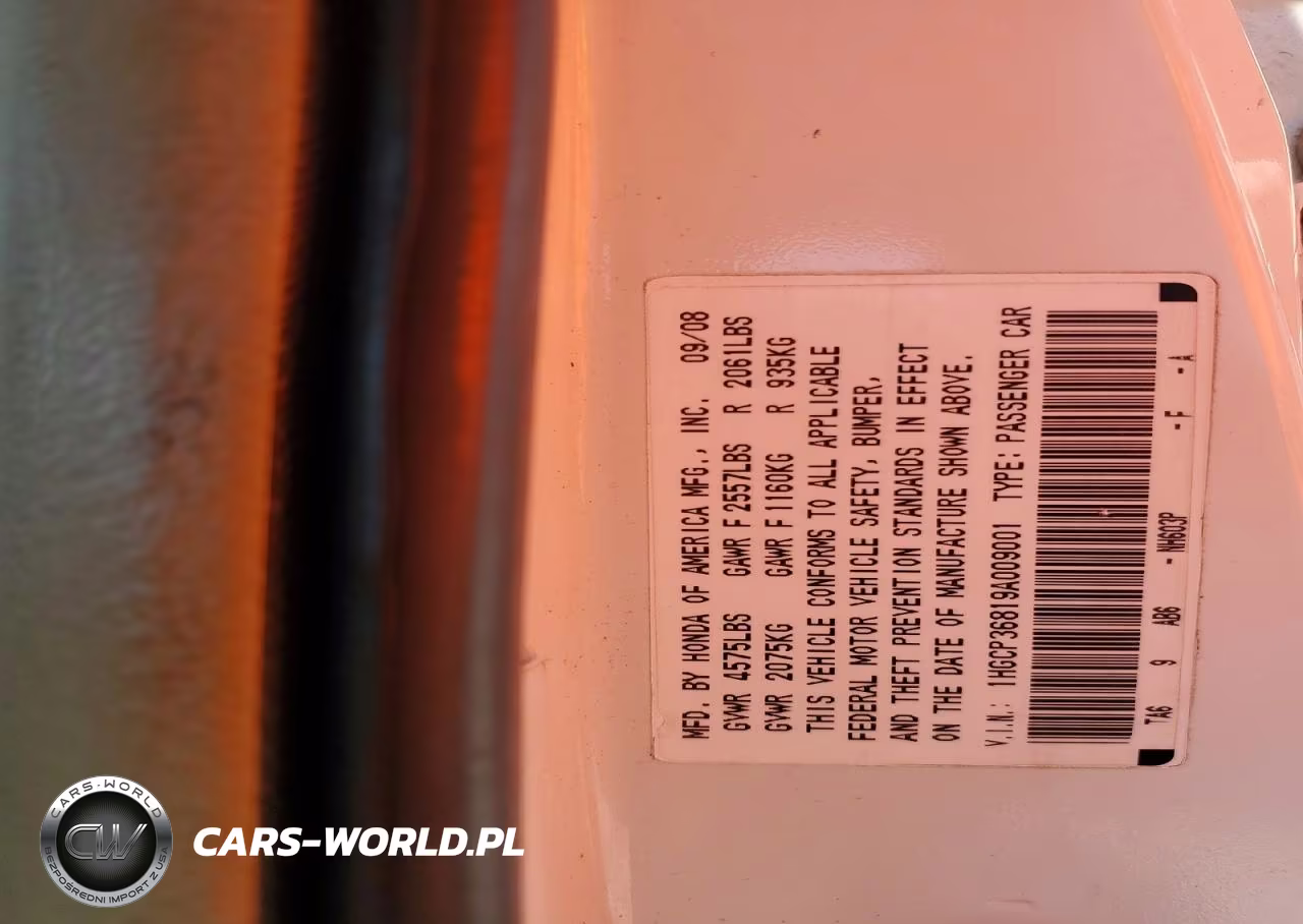 2009 Honda Accord Exl VIN:1HGCP36819A009001 - 12