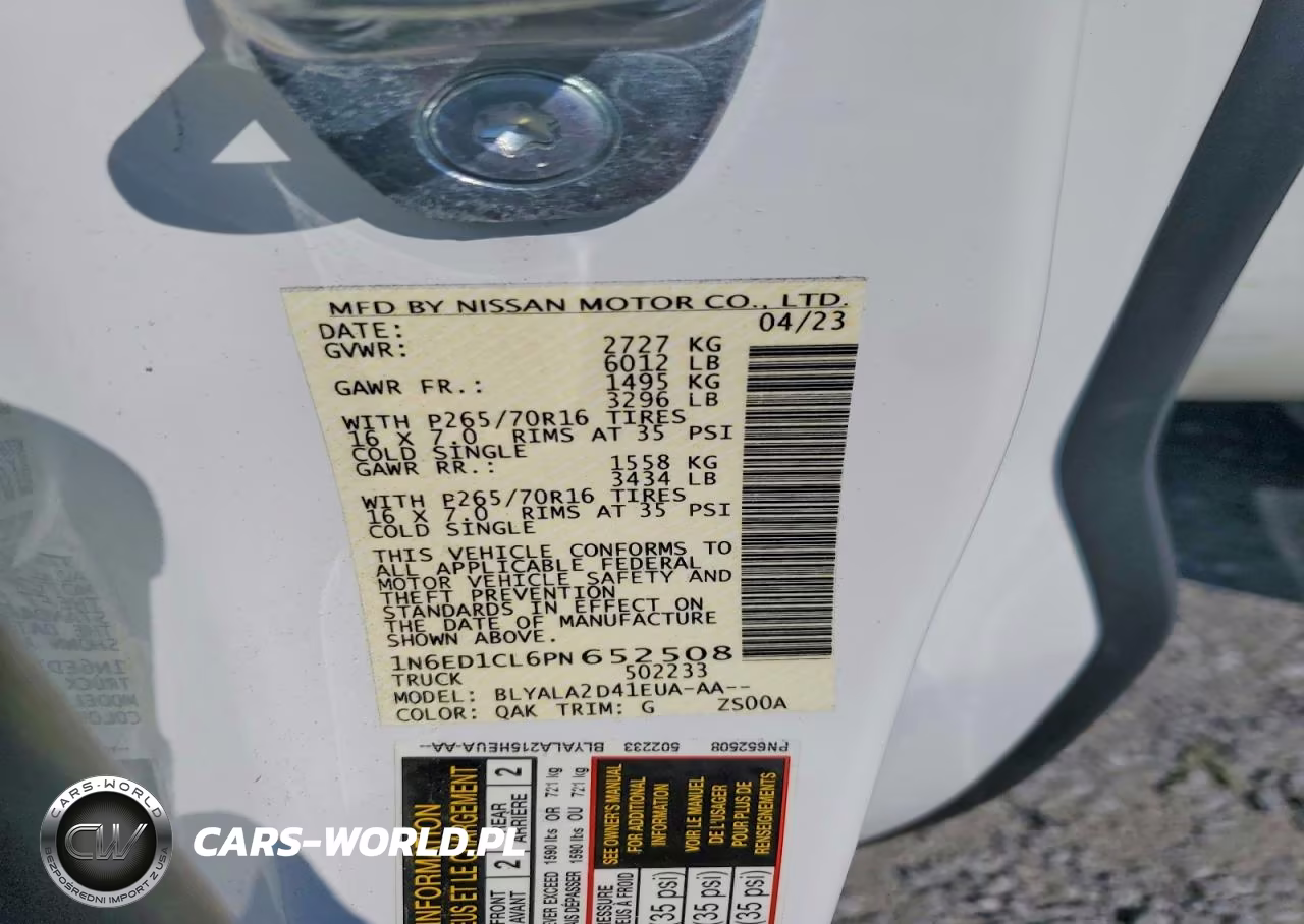 2023 Nissan Frontier S VIN:1N6ED1CL6PN652508 - 12