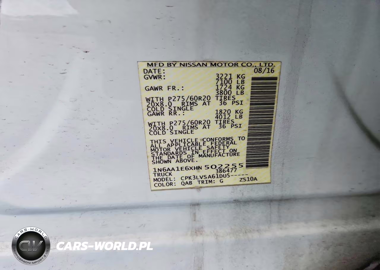 2017 Nissan Titan Sl VIN:1N6AA1E6XHN502255 - 12