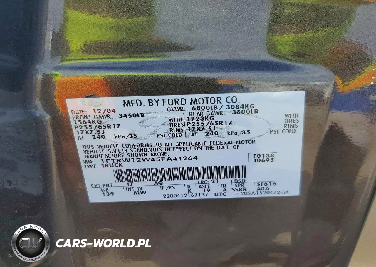 2005 Ford F150 Supercrew VIN:1FTRW12W45FA41264 - 12