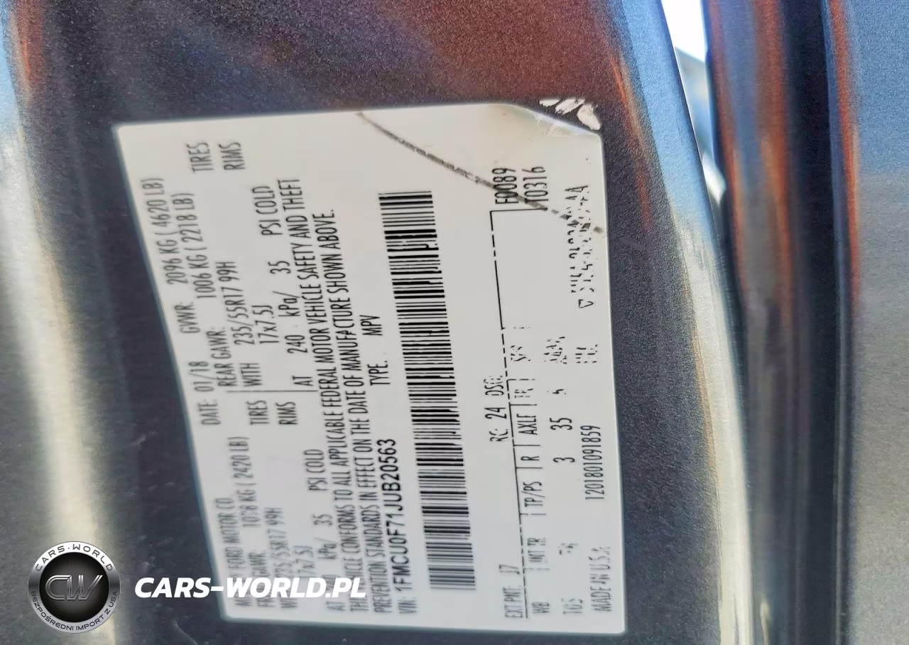2018 Ford Escape S VIN:1FMCU0F71JUB20563 - 13