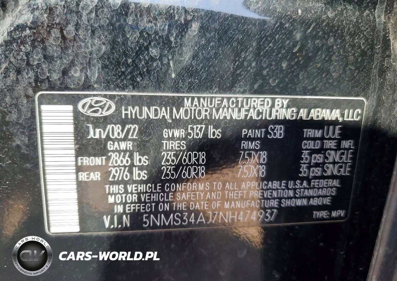 2022 Hyundai Santa Fe Sel VIN:5NMS34AJ7NH474937 - 14