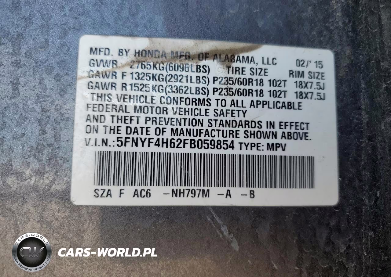 2015 Honda Pilot Exl VIN:5FNYF4H62FB059854 - 13