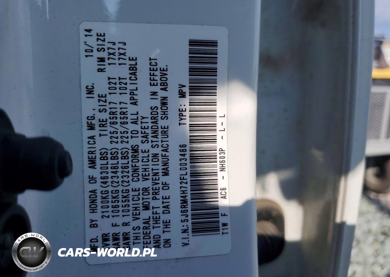 2015 Honda Cr-V Exl VIN:5J6RM4H72FL003486 - 13