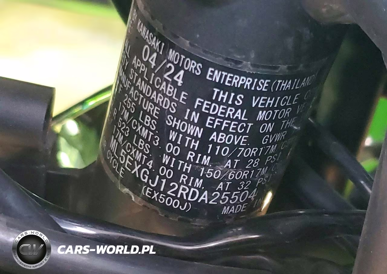 2024 Kawasaki Ex500 A VIN:ML5EXGJ12RDA25504 - 8