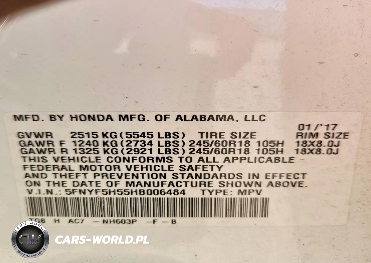 2017 Honda Pilot Exl VIN:5FNYF5H55HB006484 - 13