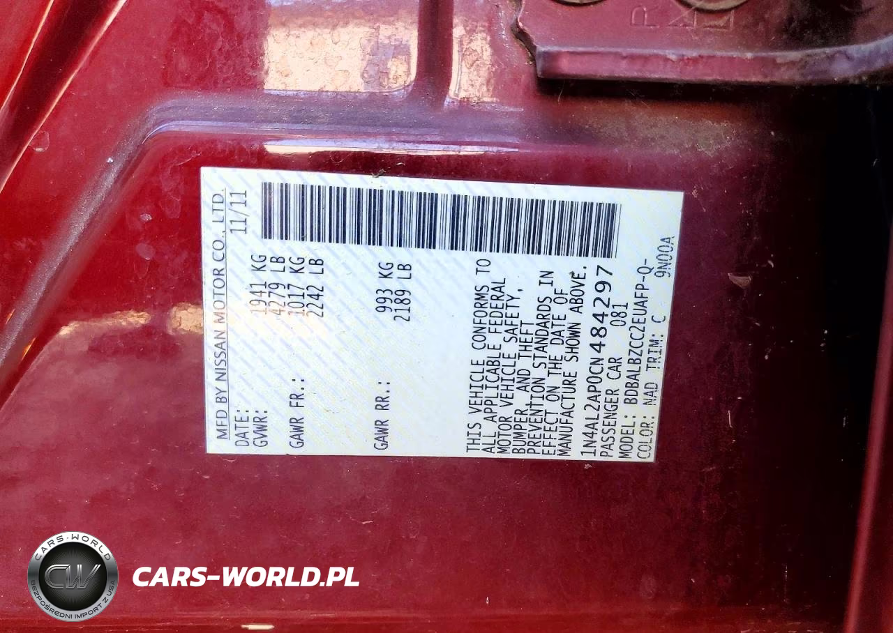 2012 Nissan Altima 2.5 VIN:1N4AL2AP0CN484297 - 12