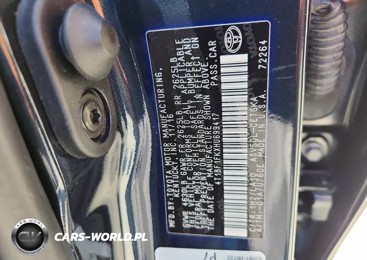 2017 Toyota Camry Xle VIN:4T1BF1FKXHU699417 - 12