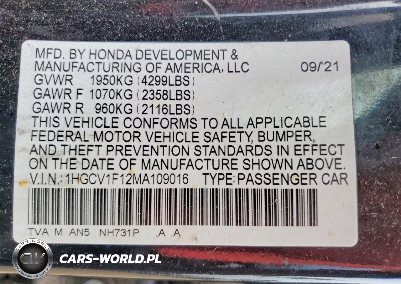 2021 Honda Accord Lx VIN:1HGCV1F12MA109016 - 12