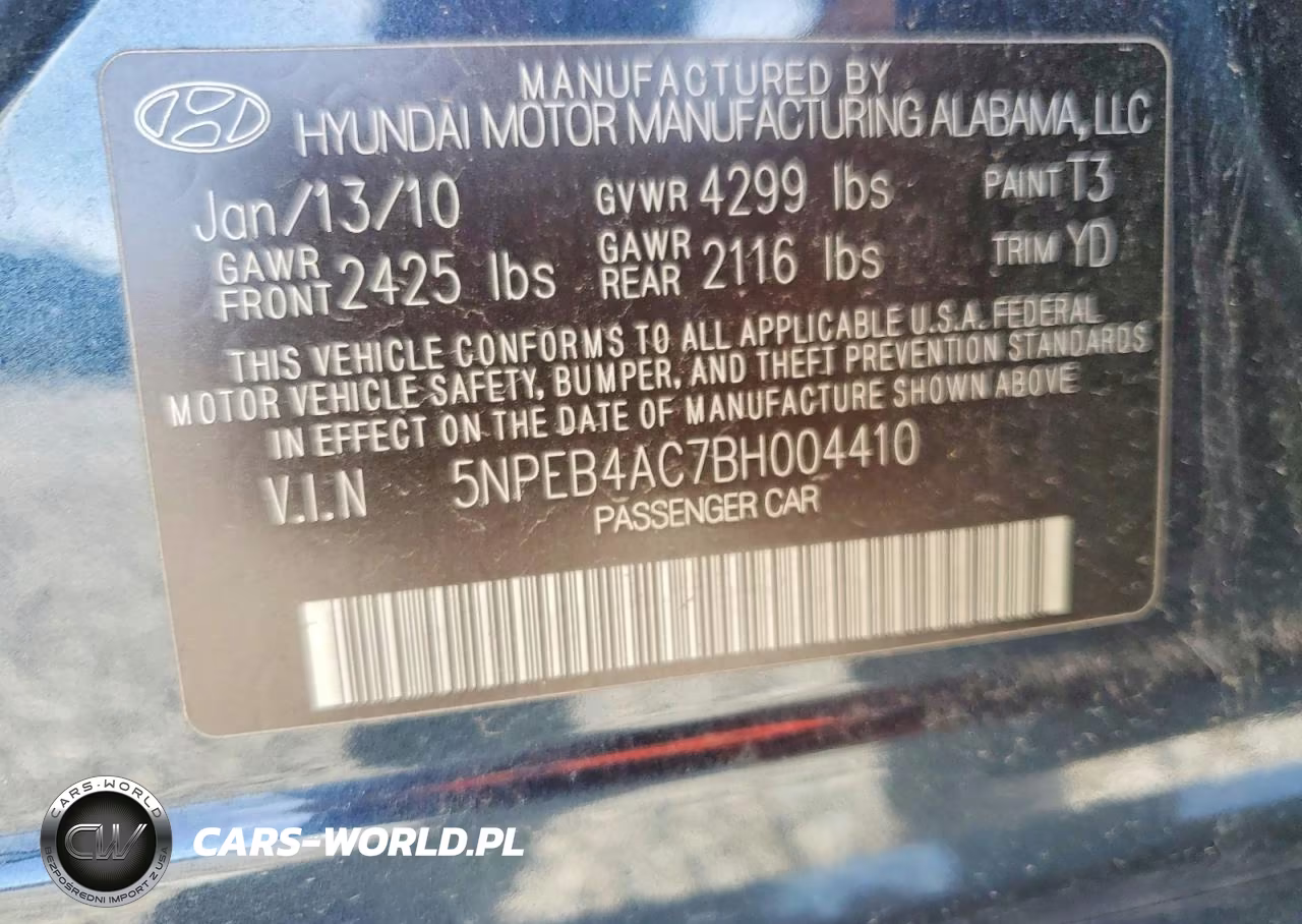 2011 Hyundai Sonata Gls VIN:5NPEB4AC7BH004410 - 12