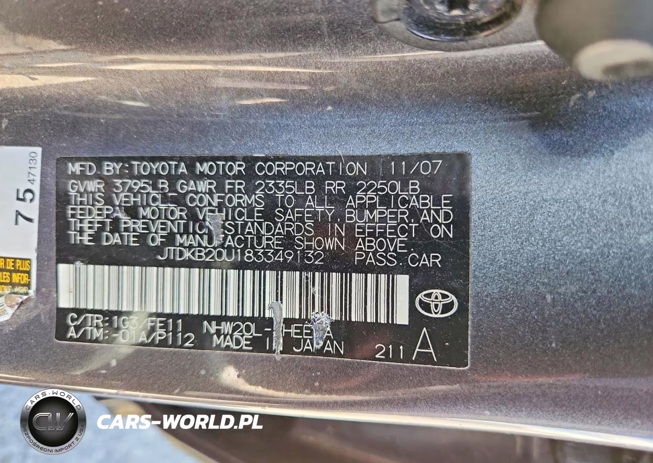 2008 Toyota Prius Base VIN:JTDKB20U183349132 - 12