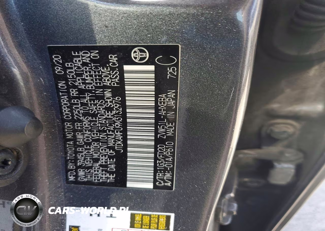 2021 Toyota Prius Le VIN:JTDKAMFU9M3132976 - 12