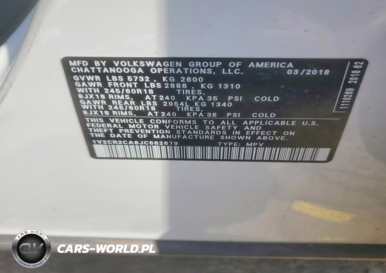 2018 Volkswagen Atlas Se VIN:1V2CR2CA8JC562679 - 13