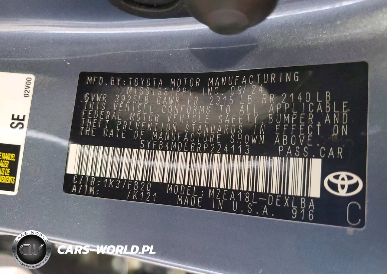 2024 Toyota Corolla Le VIN:5YFB4MDE6RP224113 - 12