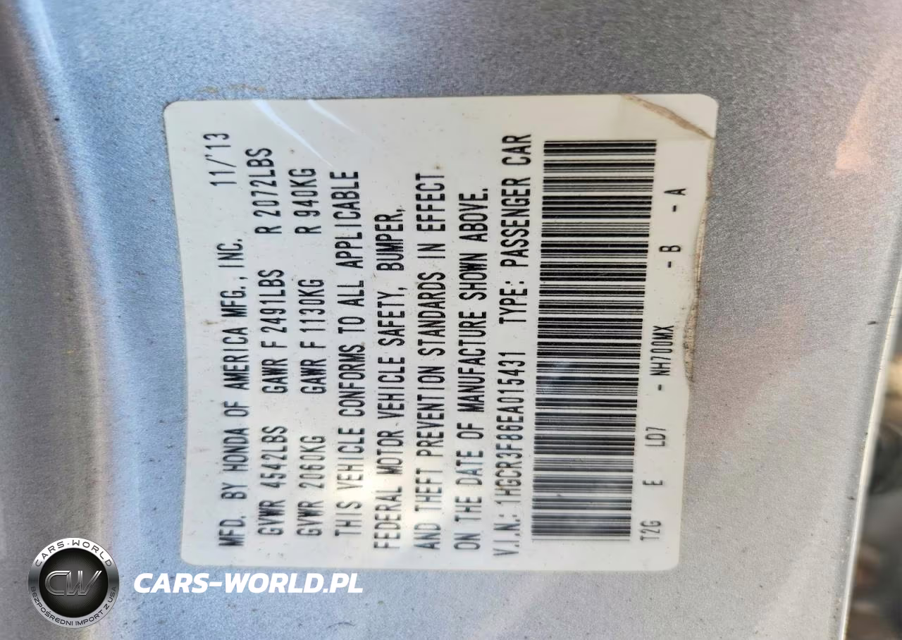 2014 Honda Accord Exl VIN:1HGCR3F86EA015431 - 12