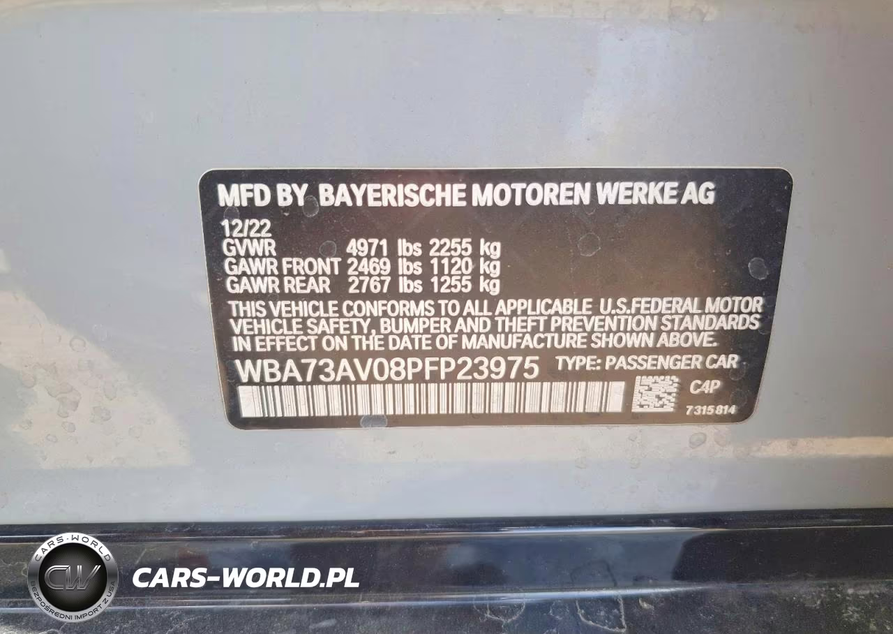 2023 BMW 430Xi Gran Coupe VIN:WBA73AV08PFP23975 - 12