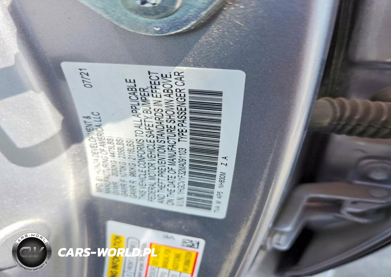 2021 Honda Accord Sport VIN:1HGCV1F32MA091103 - 12