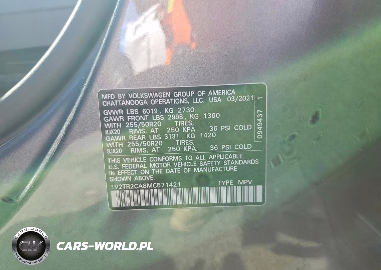 2021 Volkswagen Atlas Sel Premium VIN:1V2TR2CA8MC571421 - 14