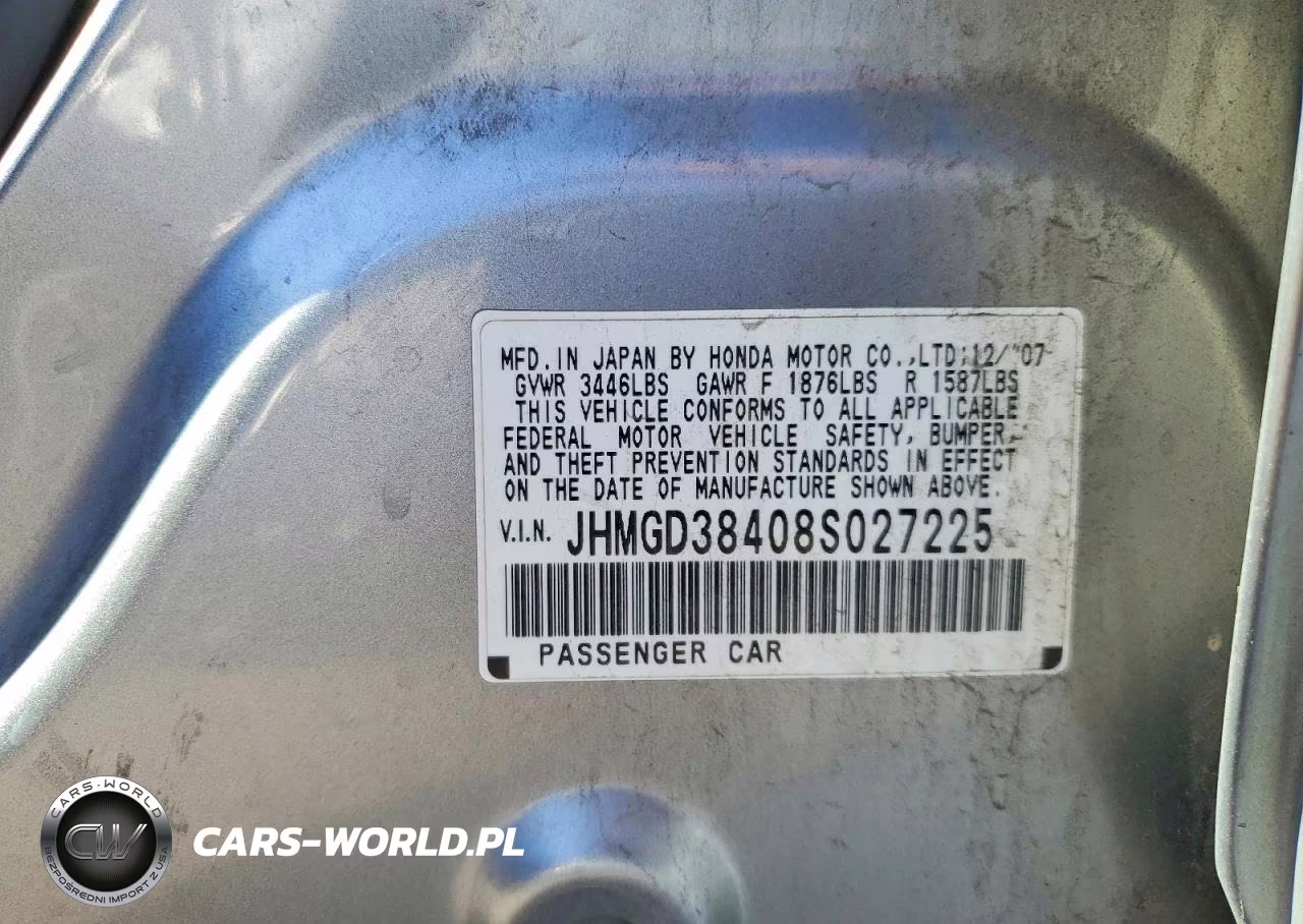 2008 Honda Fit VIN:JHMGD38408S027225 - 12