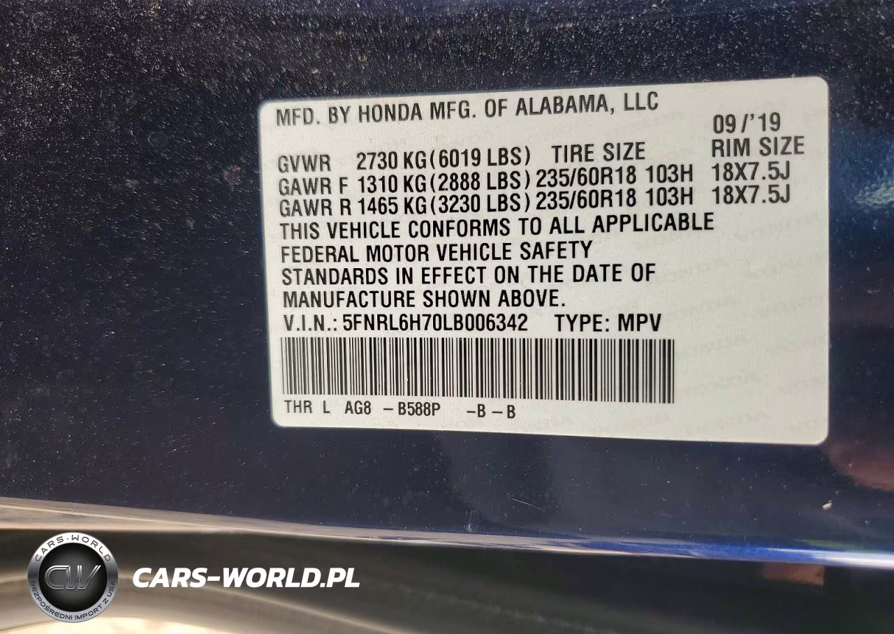 2020 Honda Odyssey Exl VIN:5FNRL6H70LB006342 - 14