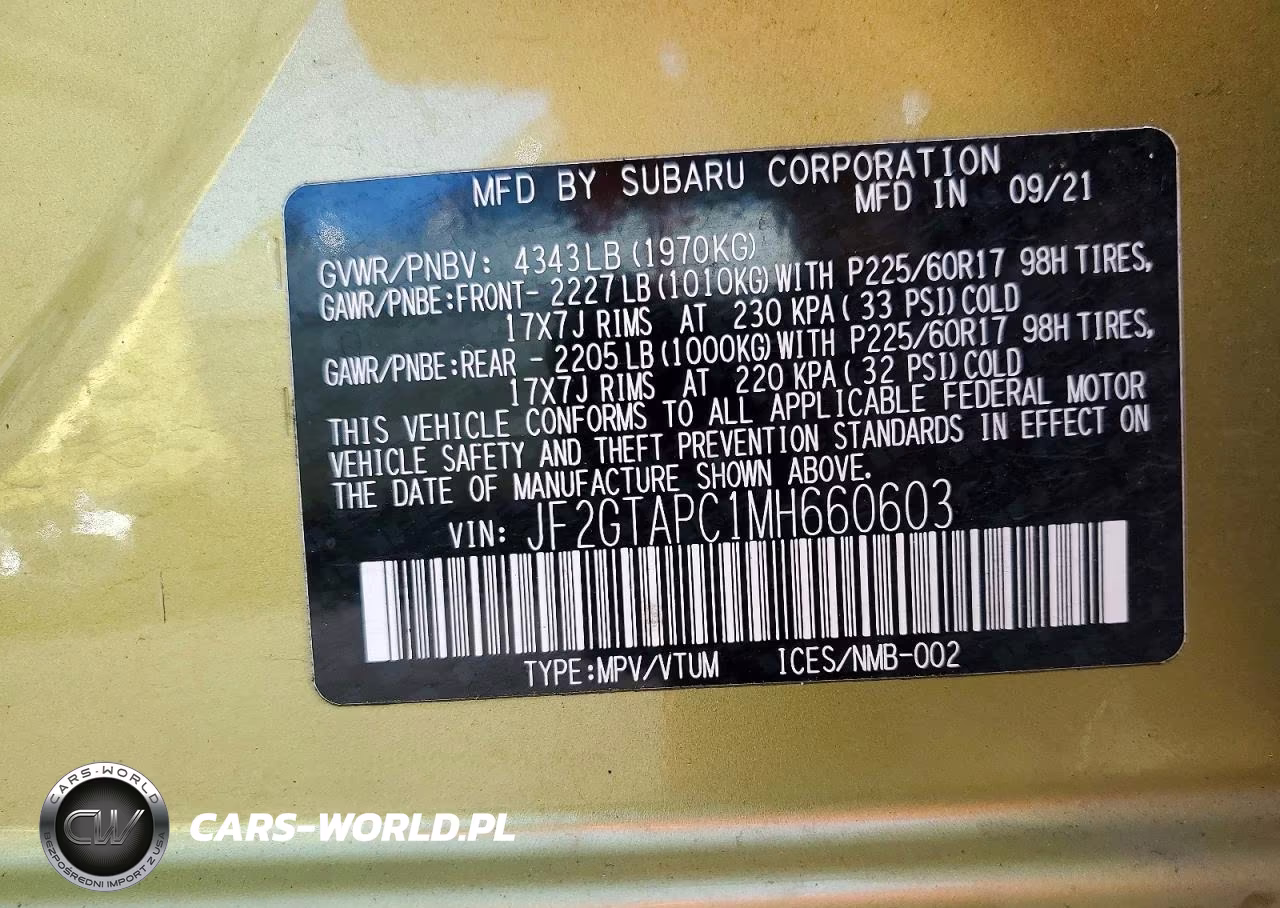 2021 Subaru Crosstrek Premium VIN:JF2GTAPC1MH660603 - 12