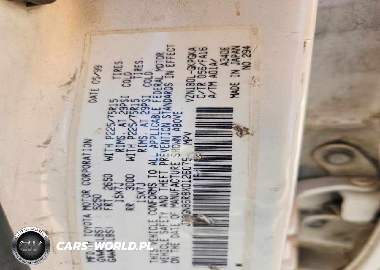 1999 Toyota 4Runner Sr5 VIN:JT3GN86R8X0126075 - 13