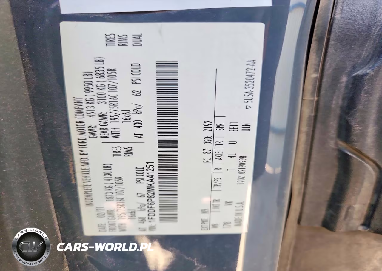 2021 Ford Transit Delivery Truck VIN:1FDDF6P82MKA41251 - 13