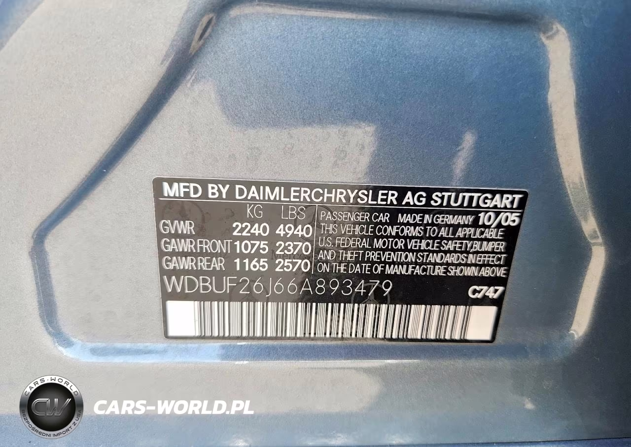 2006 Mercedes-Benz E 320 Cdi VIN:WDBUF26J66A893479 - 12